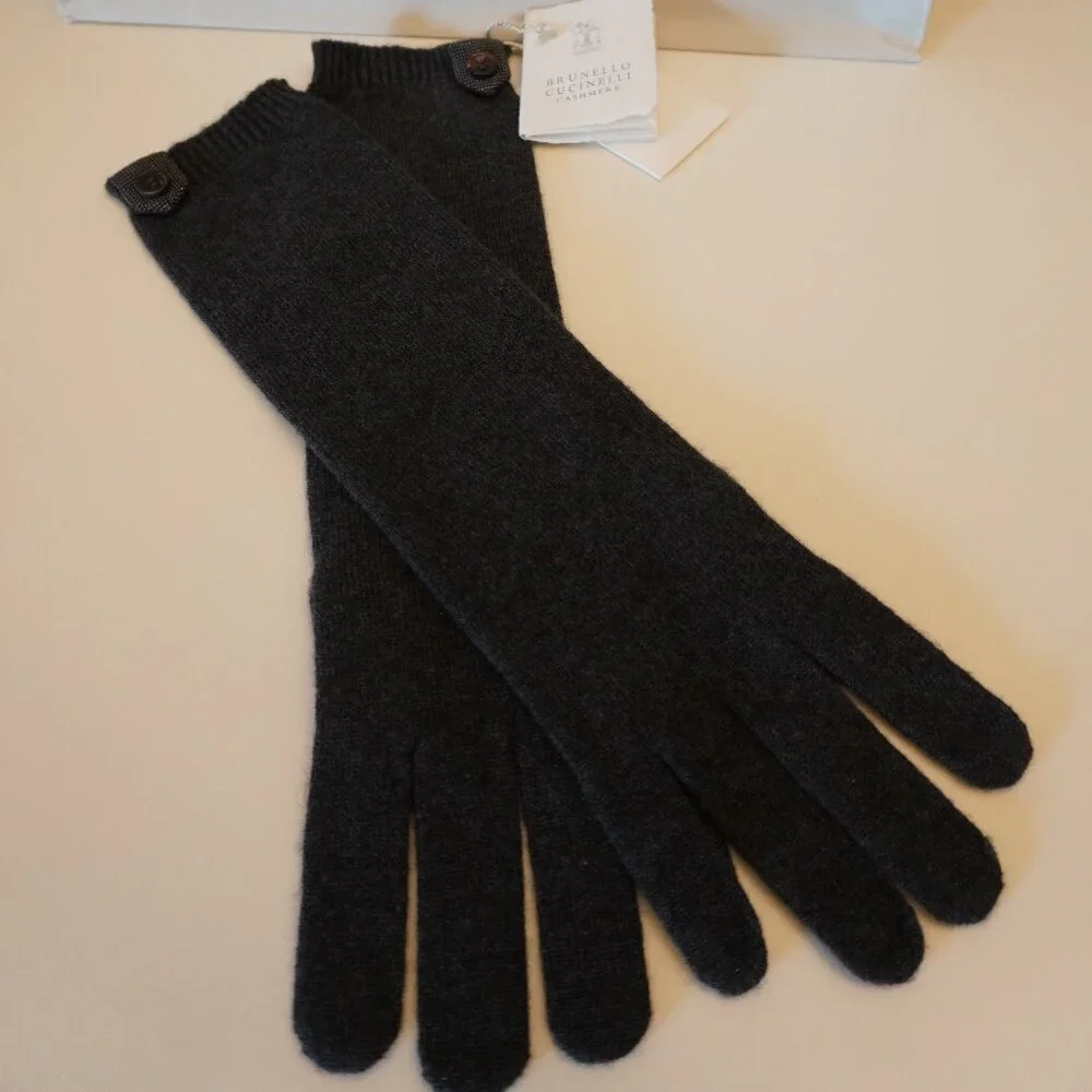 Brunello Cucinelli Cashmere Monili Gloves Size Small 13
